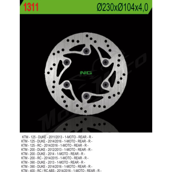 NG BRAKES Rear Fixed Brake Disc 230mm Husqvarna / KTM 125-401cc 11-23