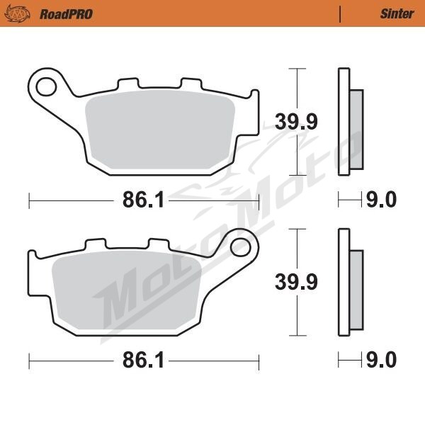 MOTO-MASTER Roadpro Rear Brake Pads Honda / Kawasaki / Suzuki 250-1100 09-26 