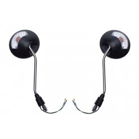 Universal mirrors with turn signals / Round Black / Thread M10 / 2pcs