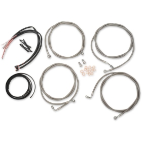LA CHOPPERS Complete Stainless Braided Handlebar Cable/Brake Line Kit Harley Davidson 1750-1923 17-20
