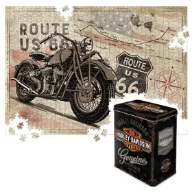 TIN BOX L PUZZLE H-D ROUTE 66 MAP 3 68x48cm