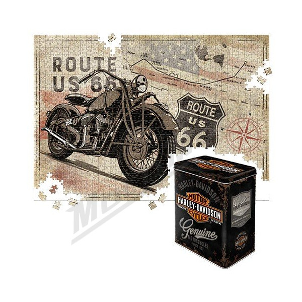 TIN BOX L PUZZLE H-D ROUTE 66 MAP 3 68x48cm