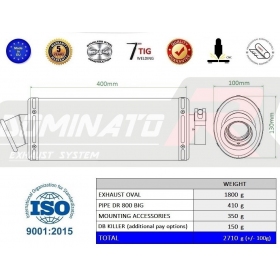 Duslintuvo kompl. Dominator OVAL RIGHT SUZUKI DR 800 S / BIG
