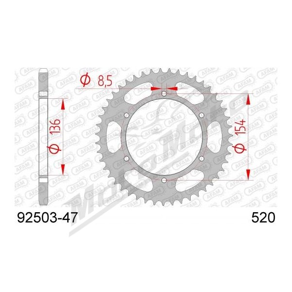 AFAM Steel Standard Rear Sprocket 520 47 teeth BMW G 650 X 07-09