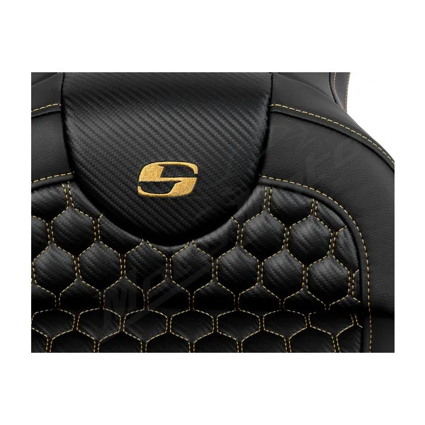 SADDLEMEN Roadsofa Honeycomb sėdynė anglies pluošto auksinė Harley Davidson FLHR / FLHT / FLHTKL / FLTR / FLTRX 1584-1923 08-23