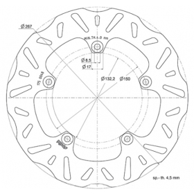 Front brake disc POLINI YAMAHA MAJESTY / T-MAX / X-MAX Ø 267x132,2x4