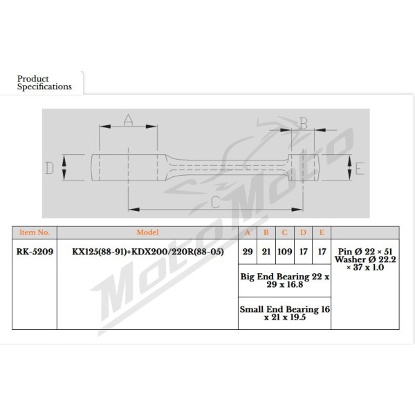 Royal Rods connecting rod Kawasaki KX / KDX 125-200cc 88-01