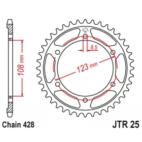 Rear sprocket JTR25 APRILIA RS4 / TUONO 125 2011-2020
