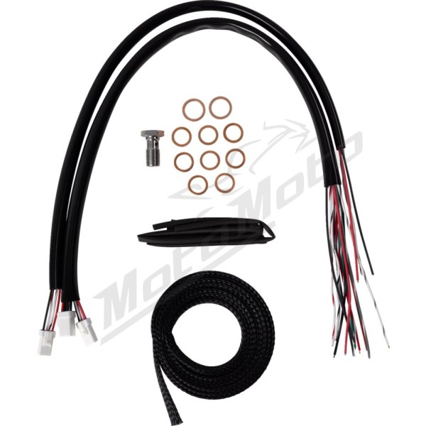 LA CHOPPERS Complete Black Vinyl Braided Handlebar Cable/Brake Line Kit 38cm - 43cm Harley Davidson FLHRXS / FLHTK / FLHX / FLHXSE / FLTRK / FLTRKSE / FLTRXSE 1868-1977 23-24