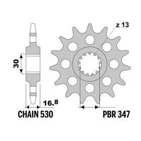 PBR Steel Standard Front Sprocket 347 - 530 BETA / HONDA 350-1000cc 1982-2019