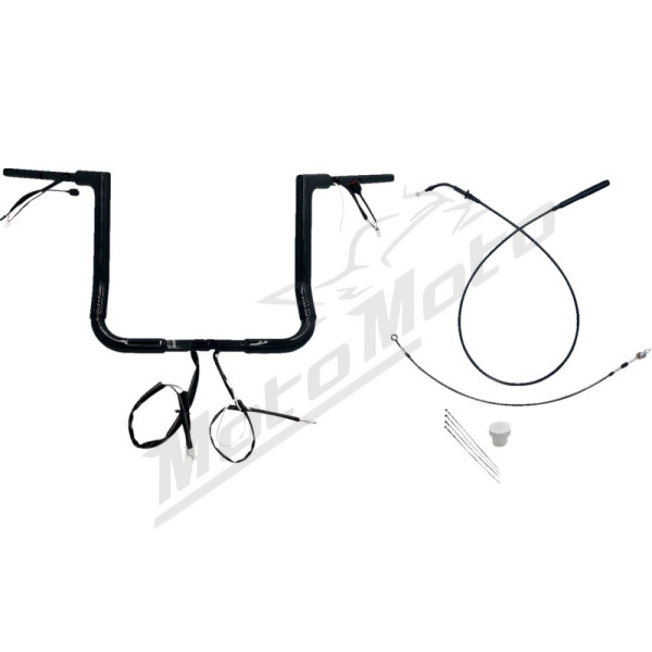 FAT BAGGERS INC. 1-1/2" EZ Install Flat Top Batwing Handlebar Kit Black 38mm 91,5cm (35,5cm)