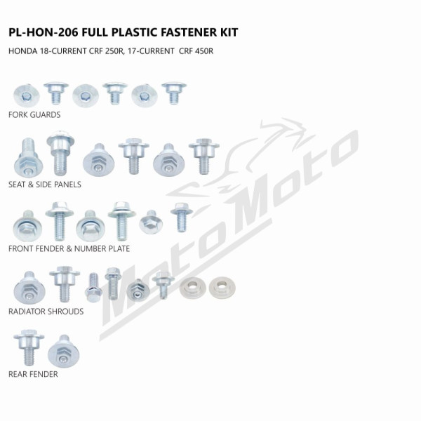 UFO Full Plastic Fastener Kit Honda CRF 250-450cc 17-21