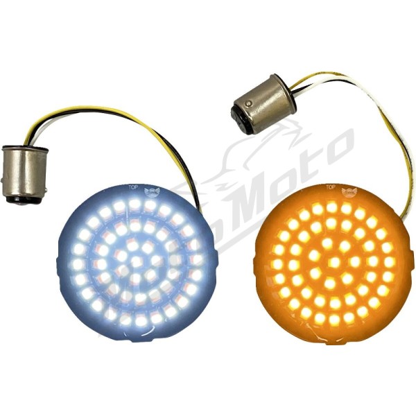 CUSTOM DYNAMICS Genesis® 4 Amber/White LED Turn Signal Inserts Harley Davidson FLD / FLFB / FLFBS 1450-1977cc 00-24