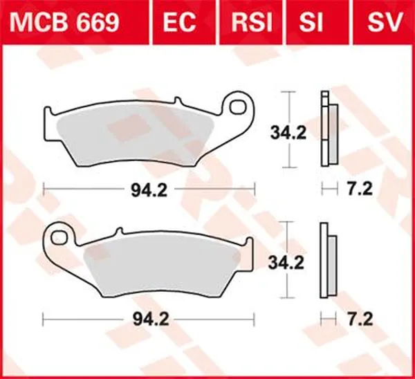 TRW RSI Series Sindered Off-Road Race Brake Pads Aprilia / Beta / CPI / GasGas / HM Moto / Honda / Kawasaki / Suzuki / Yamaha 125-650cc 93->