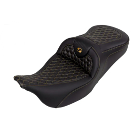 SADDLEMEN Roadsofa Honeycomb Seat Carbon Fiber Gold Harley Davidson FLHR / FLHT / FLHTKL / FLTR / FLTRX 1584-1923 08-23