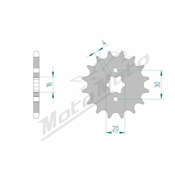 AFAM plieninė standartinė priekinė žvaigždutė 24200 - 428 13-16 dantukų KAWASAKI ELIMINATOR / KMX / KDX 125-200cc 86-07