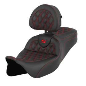 SADDLEMEN Road sofa Lattice Stitch Seat Red With Backrest Harley Davidson FLHR / FLHRC / FLHTC / FLHX / FLTRXS 1584-1923 08-23 