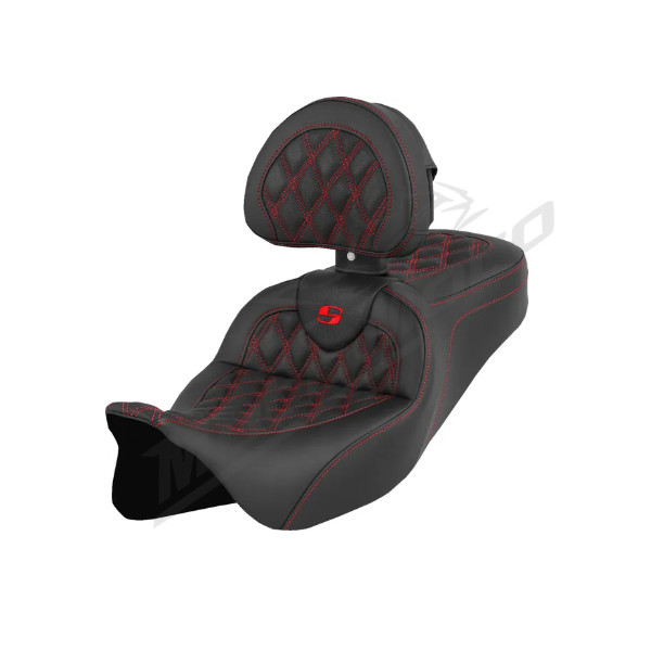 SADDLEMEN Road sofa Sėdynė raudona su atlošu Harley Davidson FLHR / FLHRC / FLHTC / FLHX / FLTRXS 1584-1923 08-23 