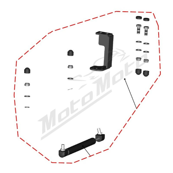 DFK Gas spring incl. bracket Right Polaris Ranger 570 Midsize 2022