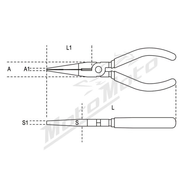 BETA Extra long Flat Knurled Nose Pliers Size 200 Bi-Material Handles