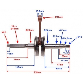 Alkūninis velenas MINARRELLI HORIZONTAL (šlicų 13vnt) 50cc PIN Ø10 2T