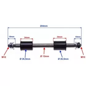 Rear swingarm axle set 204x12mm
