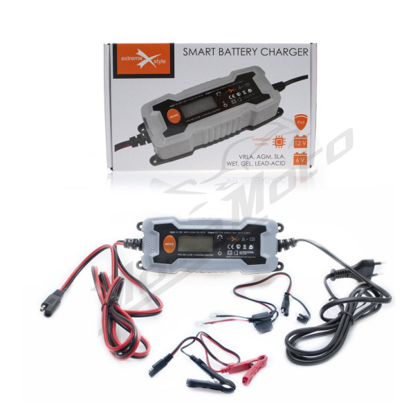 Biketec smart charger for motorcycle, car, scooter and quad batteries with accessories 6v/12v vvrla, agm, vla, sla, efb, wet, gel, lead-acid (el)