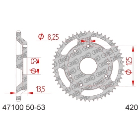 AFAM Steel Standard Rear Sprocket 420 50-53 teeth