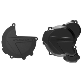 Polisport komplektas sankabos dangtelis + generatoriaus dangtelis KTM EXC TPI 250/300cc 18-23 Juoda