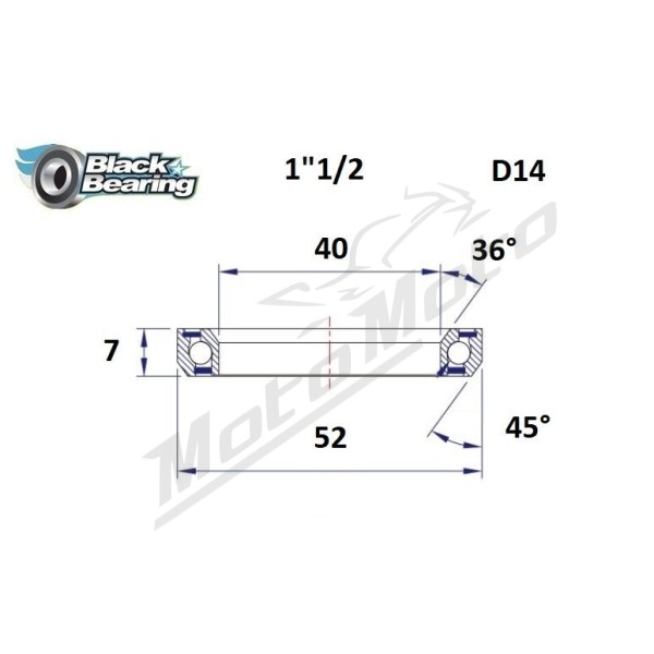BLACK BEARING 36°/45° Headset Bearing 40x52x7 mm HB-D14