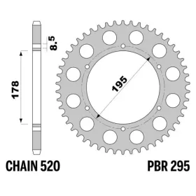 PBR Standard C45 Steel Rear Sprocket 295 - 520 MAICO GM / MC 250-500cc 1980-2001