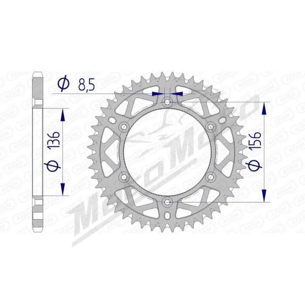 AFAM Aluminium Ultra-Light Self-Cleaning Rear Sprocket 15206 - 520 48-52 teeth BETA / HUSQVARNA / SUZUKI / GAS GAS / SHERCO 125-610cc 80-22