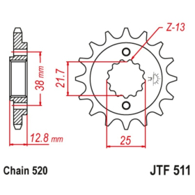 JT Grandinės komplektas sustiprintas 520X1R3 15/43 Kawasaki KLR 650 08-19