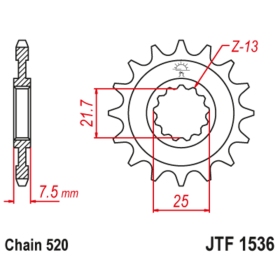 JT SPROCKETS Steel Noise-Free Front Sprocket JTF1536 RB