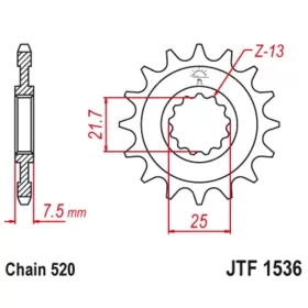 JT SPROCKETS Steel Noise-Free Front Sprocket JTF1536 RB