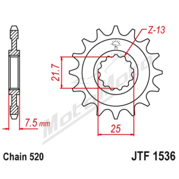 JT SPROCKETS Steel Noise-Free Front Sprocket JTF1536 RB