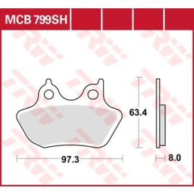 TRW SH Series Sindered Rear Brake Pads Harley Davidson FLHR / FLSTC / FLSTN / FXSTB 1450-1800cc 06-08