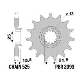 PBR Steel Standard Front Sprocket 2093 - 525 KAWASAKI NINJA ZX-6 R 600cc 1998-2001