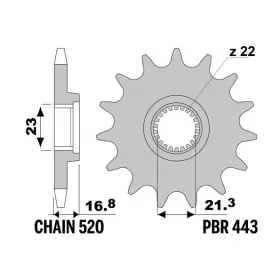 PBR plieninė standartinė priekinė žvaigždutė 443 - 520 YAMAHA XJ 600 1984-2002