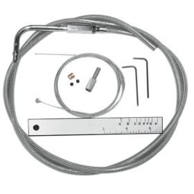 MAGNUM SHIELDING BYO Black Throttle Cable Kit Stainless Steel Harley Davidson FLD / FLHRCI / FLHRI / FLSTF / FXDL / FXSTS / XL / XLH 883/1690 96-18 132cm