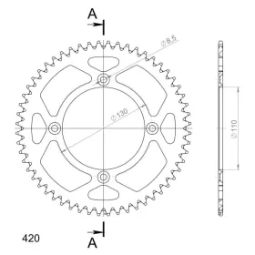 Supersprox Rear Sprocket Alu RAL-209:56 Black 56t