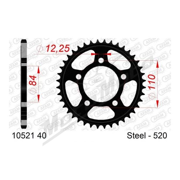 AFAM Steel Standard Rear Sprocket 520 40 teeth ​​​​​​​HONDA CMX / CRF / CBR / CL 110-500cc 17-26