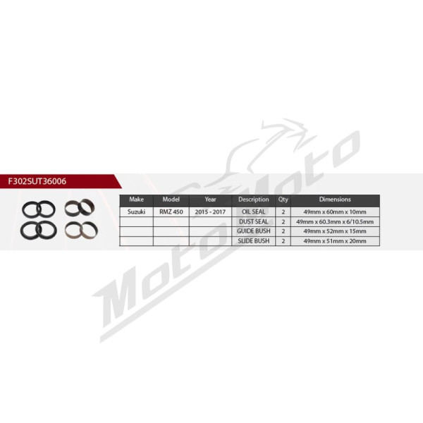 SHOWA Priekinių amortizatorių rem. kompl. Suzuki RM-Z 450cc 15-17