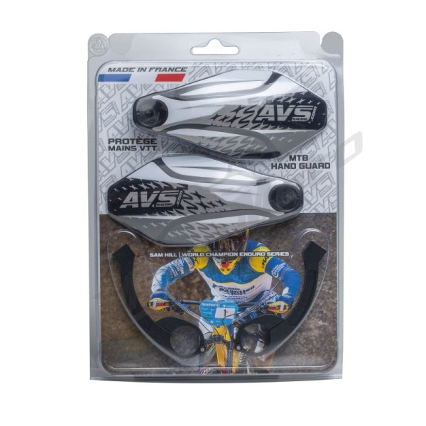 AVS RACING Rankų apsaugų rinkinys su aliuminio atramomis Juoda/Balta