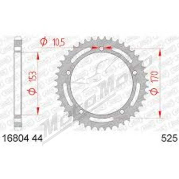 AFAM plieninė standartinė galinė žvaigždutė 525 44 dantukų KAWASAKI NINJA 1000 15-25