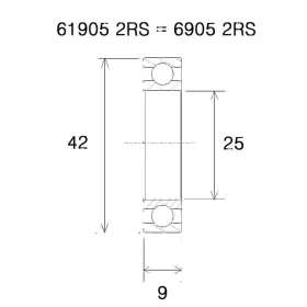 BLACK BEARING B3 Bearing 25x42x9 mm