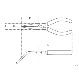 BETA Extra long Bent Knurled Nose Pliers Size 200 Bi-Material Handles