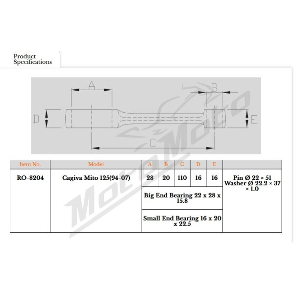 Royal Rods connecting rod Cagiva Mito / Planet / Raptor 125cc 94-08