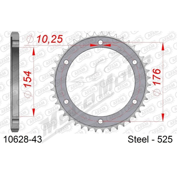 AFAM Steel Standard Rear Sprocket 525 43 teeth HONDA CBR / CB / VFR 650-1000cc 18-23