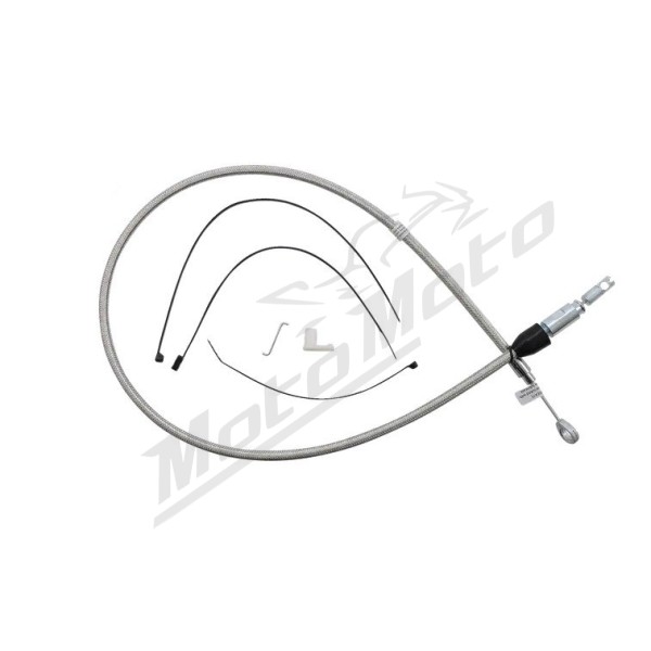 MAGNUM SHIELDING Polished Stainless Quick Connect Upper Clutch Cable Harley Davidson FLDE / FLFBS / FLFB / FLTRK / FLTRXS / FXST 1750/1977 18-24 101.5cm 